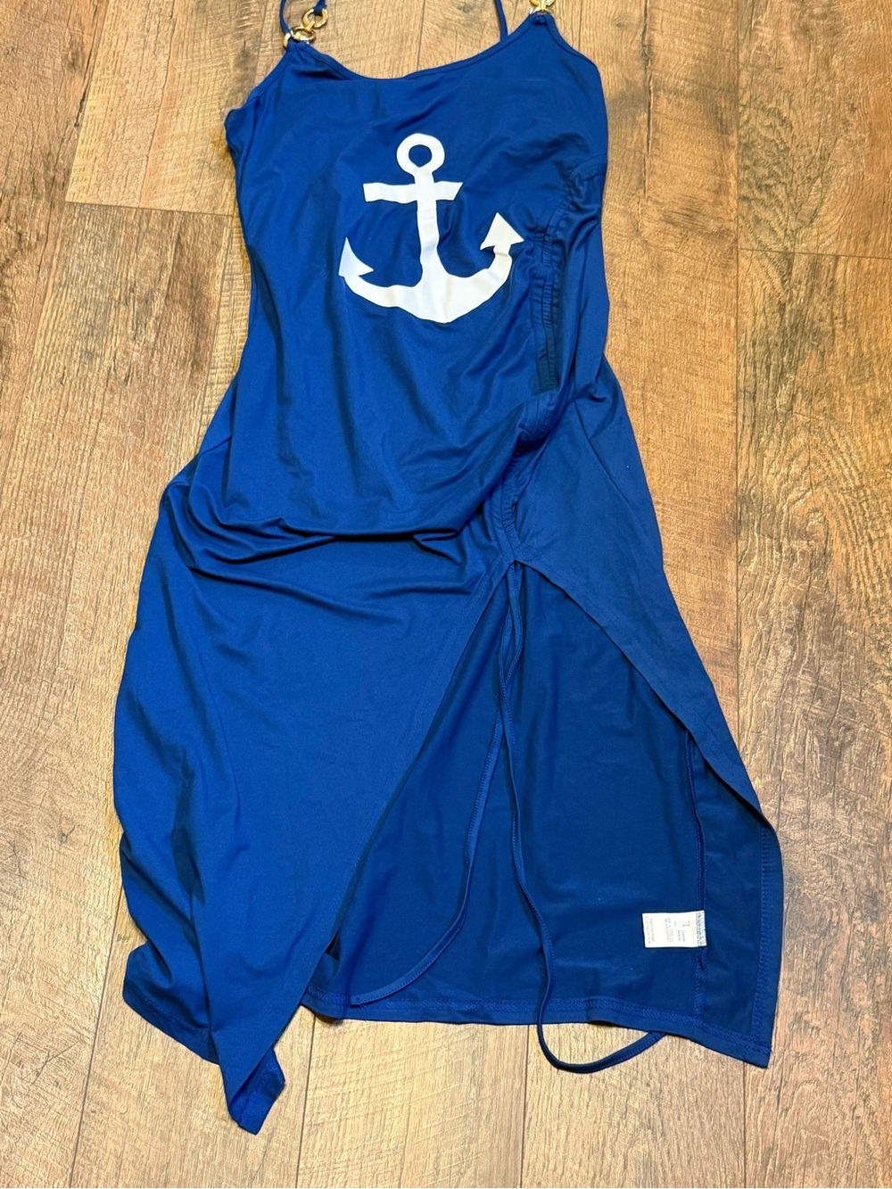 Navy Anchor Sundress with Side Tie - Bathing Suit Cover-up